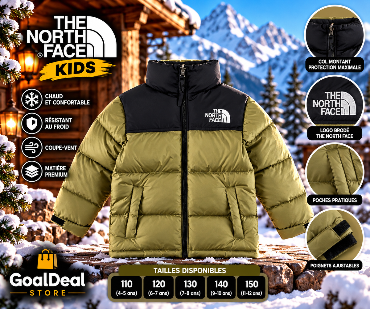 đ§„ Doudoune The North Face Enfant â Kaki & Noir