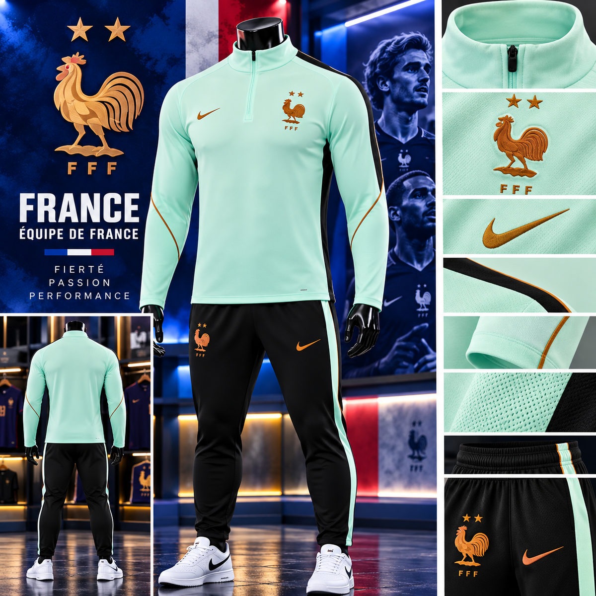 Nike Survêtement de l'équipe de France Menthe