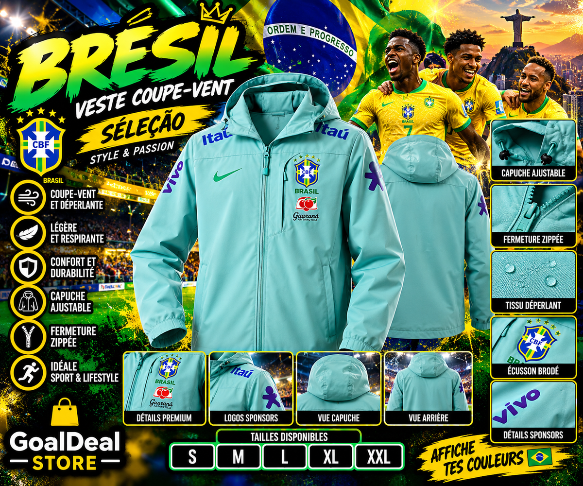 Veste Brésil – Bleu Aqua 🇧🇷