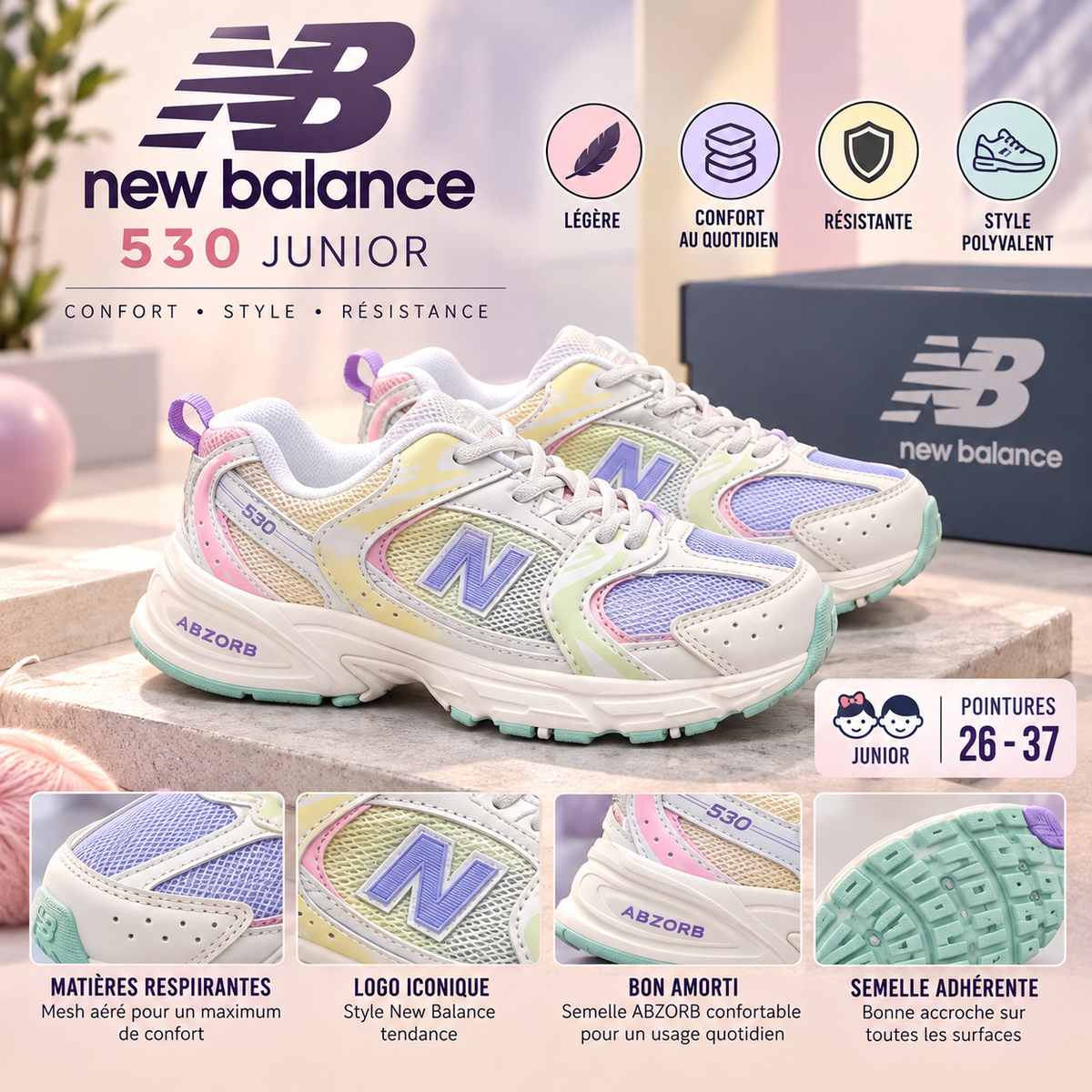 👟 New Balance 530 Junior – Pastel Multicolore
