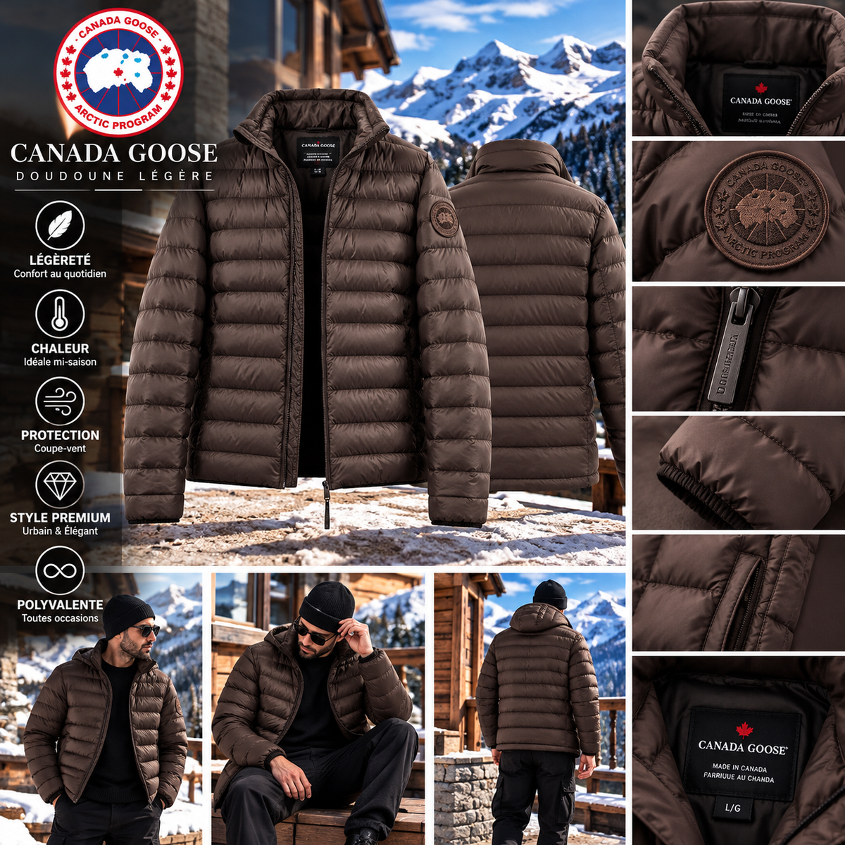🟤 Doudoune Canada Goose légère – Marron