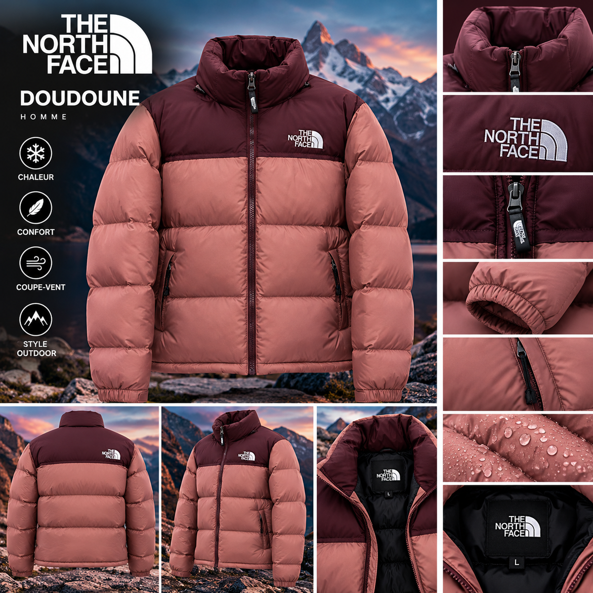 🧥 Doudoune The North Face – Rose & Bordeaux