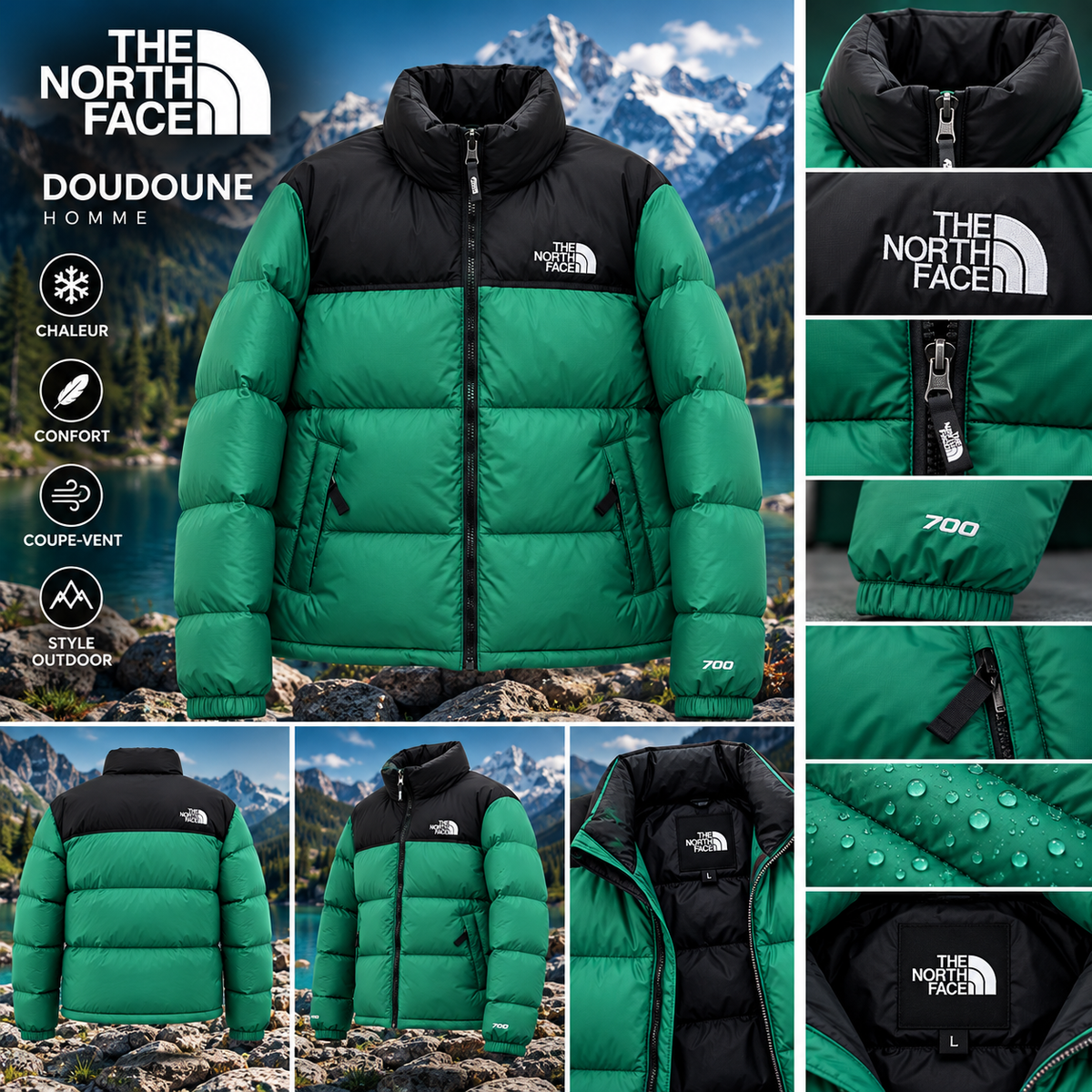 🧥 Doudoune The North Face – Vert & Noir