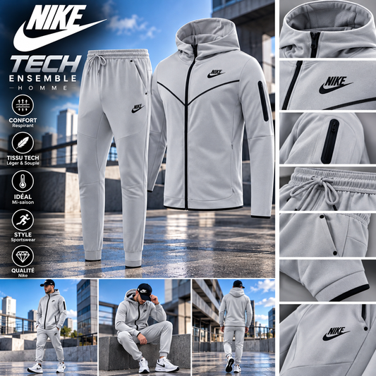 🩶 Ensemble Nike Tech – Gris clair