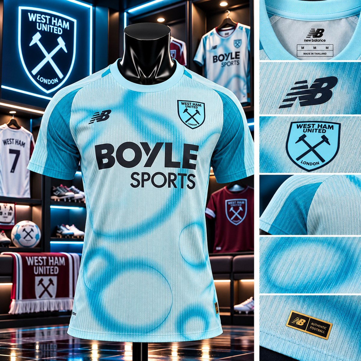 ⚒️🩵 Maillot West Ham United – Édition Bleu Glacier