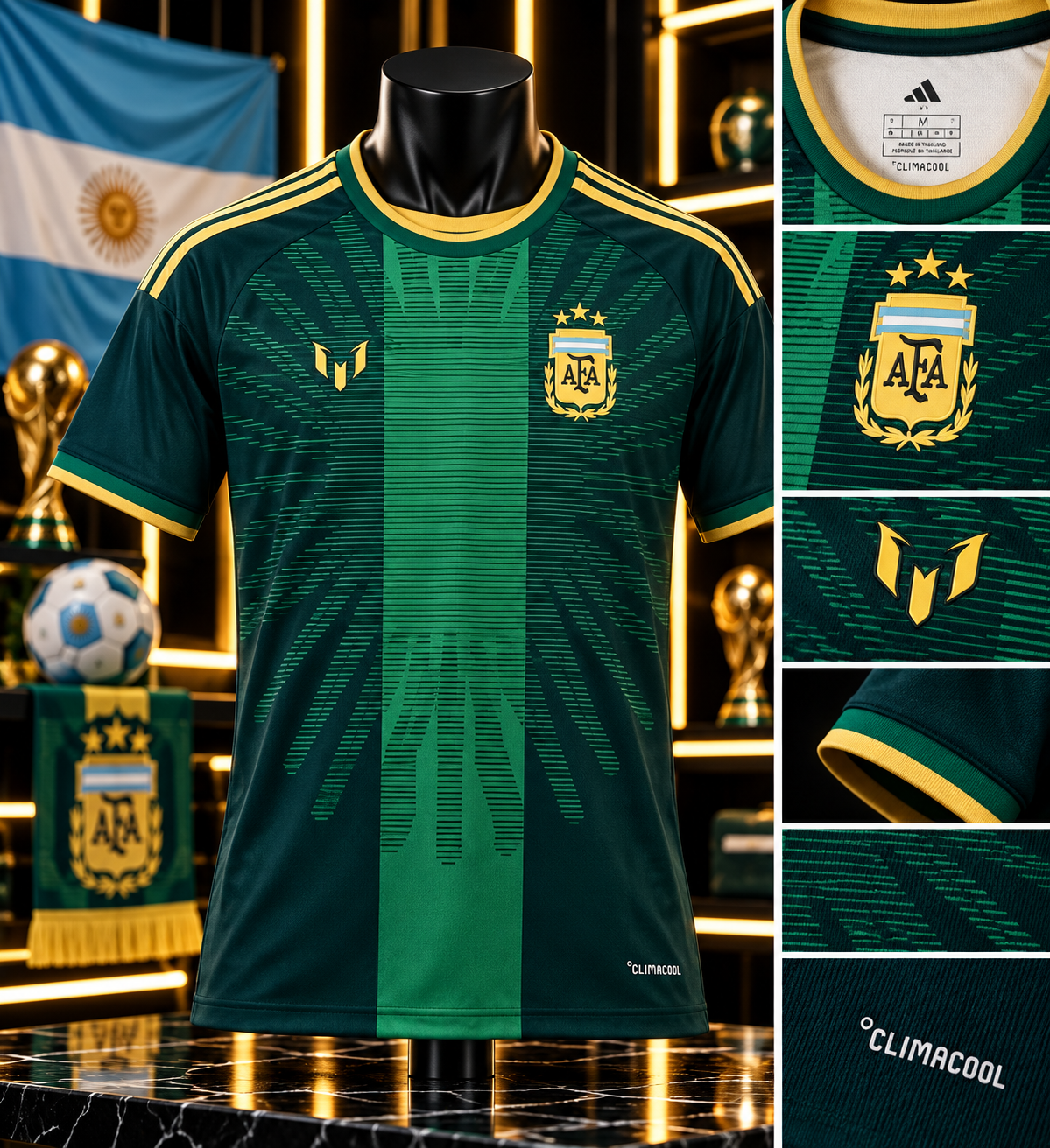 💚 Maillot Argentine – Vert & Or Commémorative 2026-2027
