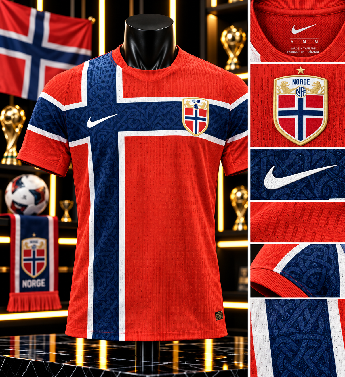 Maillot Norvège – Rouge, Bleu & Blanc