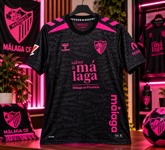🖤🩷 Maillot Málaga CF – Noir & Rose