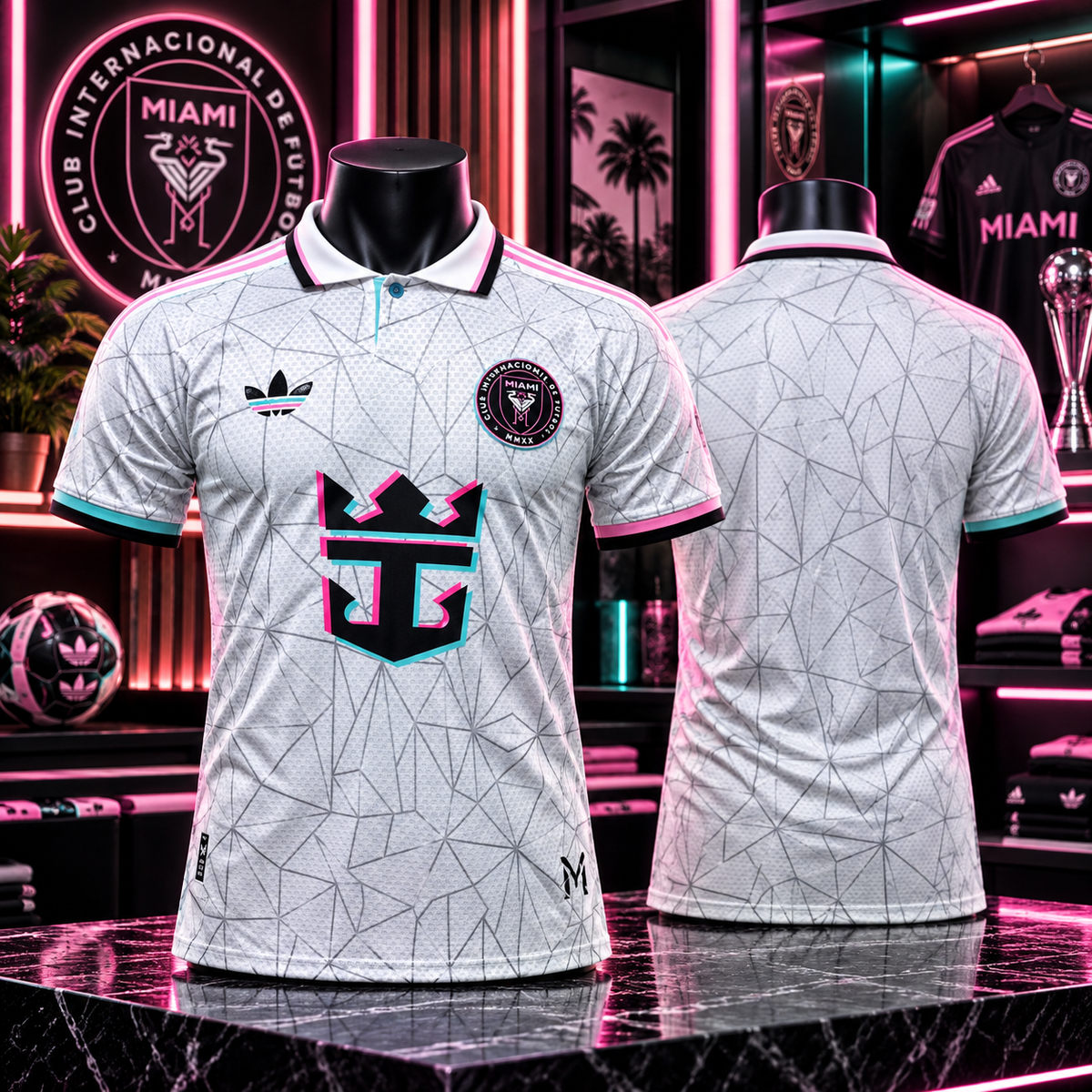 🌴 Maillot Inter Miami – Édition spéciale Blanc / Rose / Turquoise